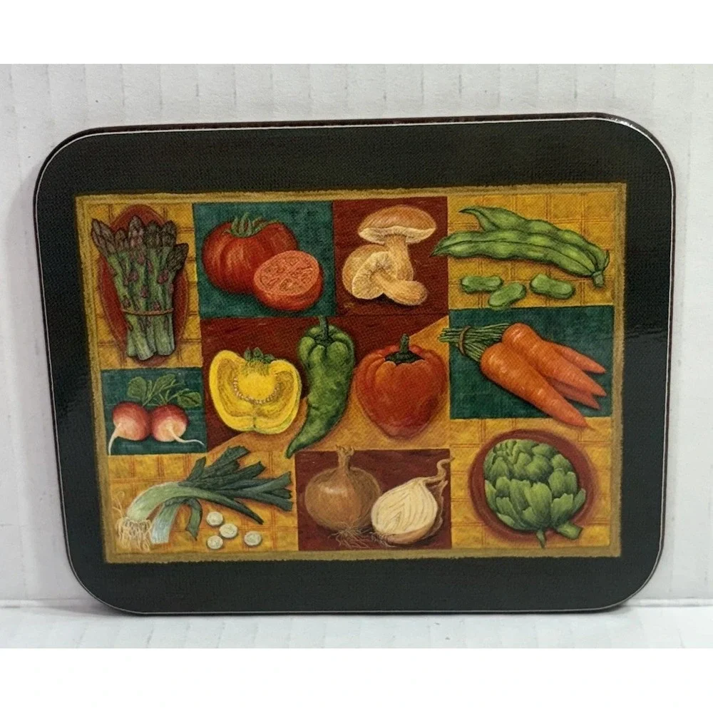 Jason New Zealand Drink Coasters‎ Set of 6 Cork Back Vegetables colorful